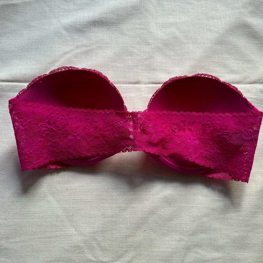Victoria's Secret Hot Pink Push-up Strapless Bra 36 C 💖 - Picture 4 of 9